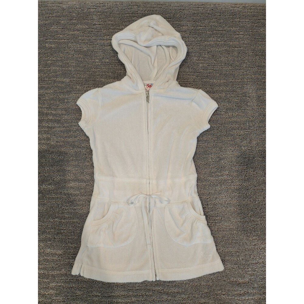 Justice Girls White Terry Swimsuit Coverup Sz 5